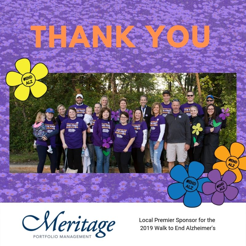 Group photo of Meritage associates and friends gathered in support of the 2019 Walk to End Alzheimer's.